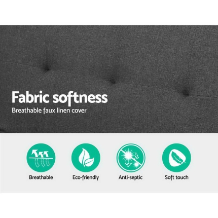 Artiss Sofa Bed Lounge Set Couch Futon 3 Seater Fabric Reliner 197cm Dark Grey - Image 4