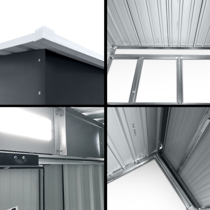 Giantz 2.38 x 1.31m Steel Base Garden Shed - Grey - Image 6