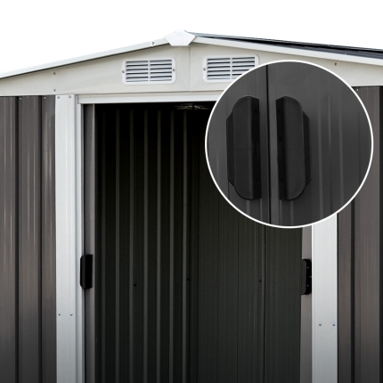 Giantz 2.05 x 2.57m Steel Base Garden Shed - Grey - Image 5