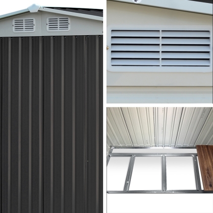 Giantz 2.05 x 2.57m Steel Base Garden Shed - Grey - Image 6
