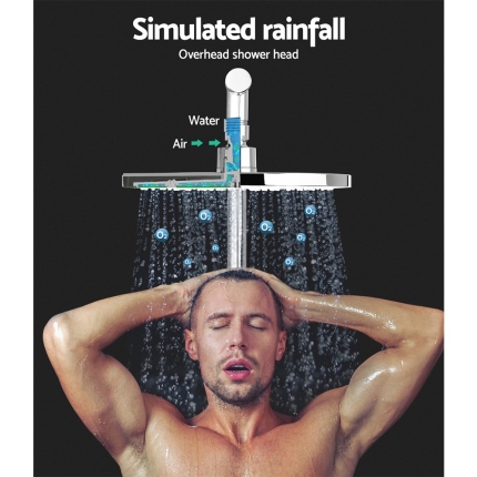 Cefito WELS 9'' Rain Shower Head Set Round Handheld High Pressure Wall Chrome - Image 3