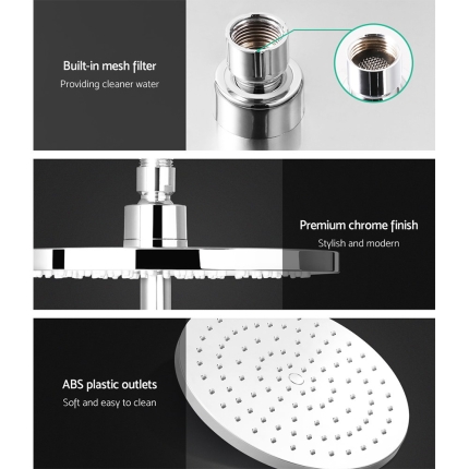 Cefito WELS 9'' Rain Shower Head Set Round Handheld High Pressure Wall Chrome - Image 4