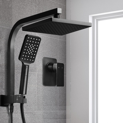 Cefito WELS 8'' Rain Shower Head Mixer Square Handheld High Pressure Wall Black - Image 7