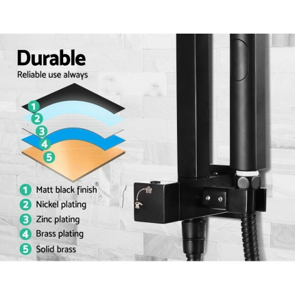 Cefito WELS 8'' Rain Shower Head Taps Square Handheld High Pressure Wall Black - Image 5