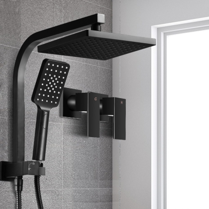 Cefito WELS 8'' Rain Shower Head Taps Square Handheld High Pressure Wall Black - Image 7