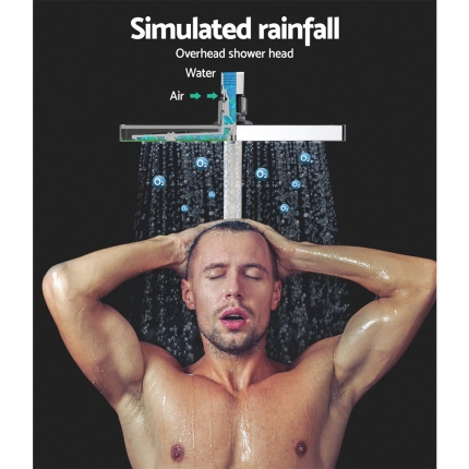 Cefito WELS 8'' Rain Shower Head Mixer Square Handheld High Pressure Wall Chrome - Image 3