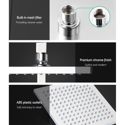 Cefito WELS 8'' Rain Shower Head Mixer Square Handheld High Pressure Wall Chrome - Image 4