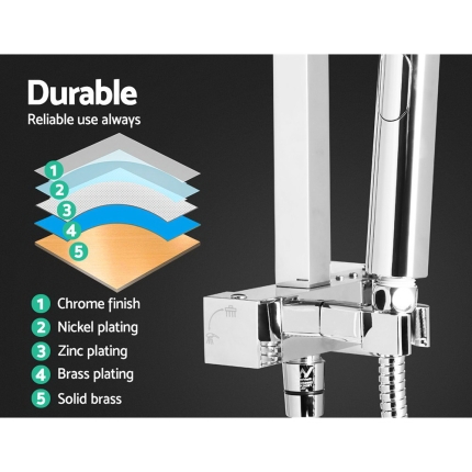 Cefito WELS 8'' Rain Shower Head Mixer Square Handheld High Pressure Wall Chrome - Image 5