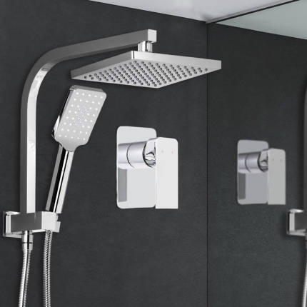 Cefito WELS 8'' Rain Shower Head Mixer Square Handheld High Pressure Wall Chrome - Image 7