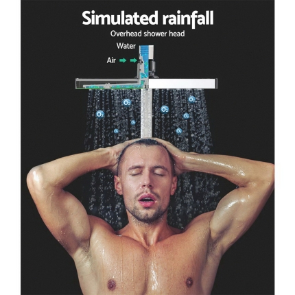 Cefito WELS 8'' Rain Shower Head Taps Square Handheld High Pressure Wall Chrome - Image 3