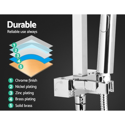 Cefito WELS 8'' Rain Shower Head Taps Square Handheld High Pressure Wall Chrome - Image 5