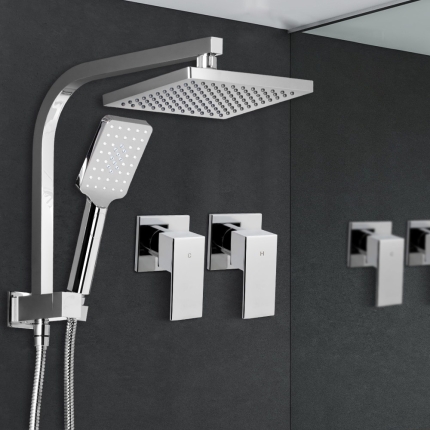Cefito WELS 8'' Rain Shower Head Taps Square Handheld High Pressure Wall Chrome - Image 7