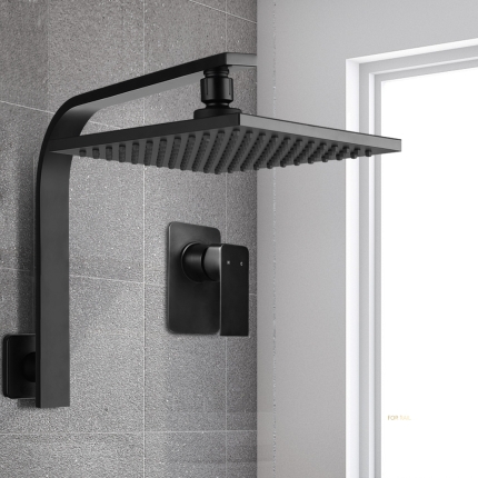 Cefito WElS 8'' Rain Shower Head Mixer Square High Pressure Wall Arm DIY Black - Image 7