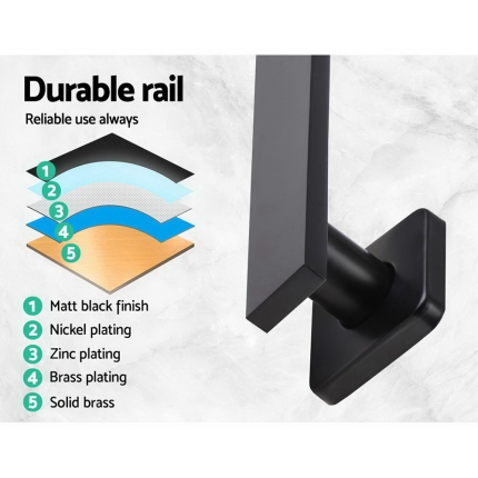 Cefito WElS 8'' Rain Shower Head Taps Square High Pressure Wall Arm DIY Black - Image 5