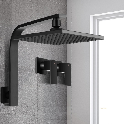 Cefito WElS 8'' Rain Shower Head Taps Square High Pressure Wall Arm DIY Black - Image 7