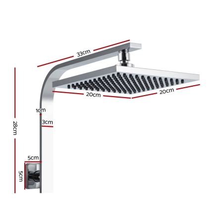 Cefito WElS 8'' Rain Shower Head Set Square High Pressure Wall Arm DIY Chrome - Image 2
