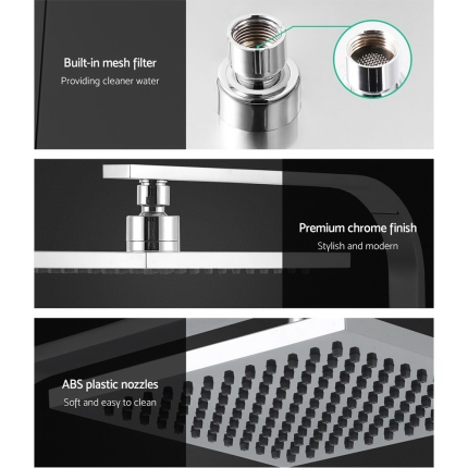 Cefito WElS 8'' Rain Shower Head Set Square High Pressure Wall Arm DIY Chrome - Image 4