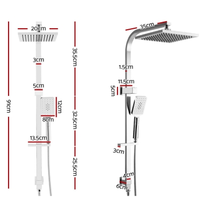 WELS 8" Rain Shower Head Set Square Dual Heads Faucet High Pressure Hand Held - Image 2