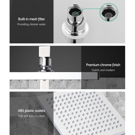 WELS 8" Rain Shower Head Set Square Dual Heads Faucet High Pressure Hand Held - Image 4
