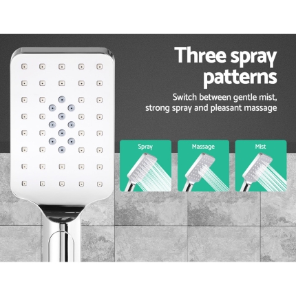 WELS 8" Rain Shower Head Set Square Dual Heads Faucet High Pressure Hand Held - Image 5