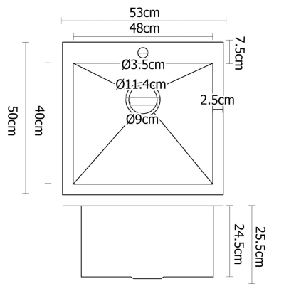Cefito Stainless Steel Kitchen Sink 530X500MM Under/Topmount Sinks Laundry Bowl Silver - Image 2