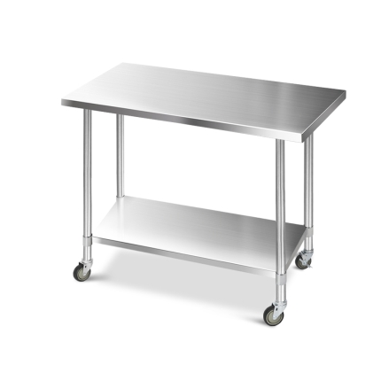 Cefito 1219 x 762mm Commercial Stainless Steel Kitchen Bench with 4pcs Castor Wheels - Image 3