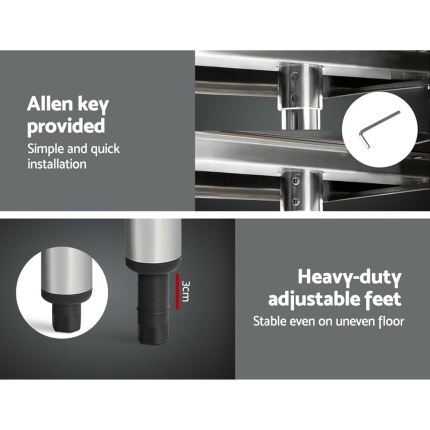 Cefito 1219 x 762mm Commercial Stainless Steel Kitchen Bench with 4pcs Castor Wheels - Image 5