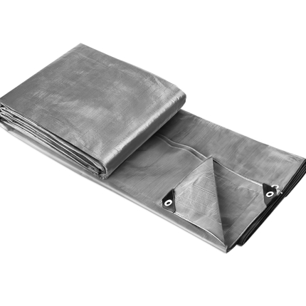 Instahut 3.6x4.8m Tarp Camping Tarps Poly Tarpaulin Heavy Duty Cover 180gsm Silver - Image 4