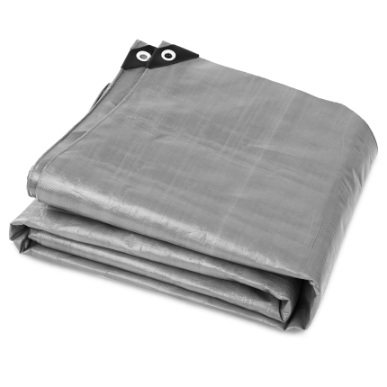 Instahut 3.6x4.8m Tarp Camping Tarps Poly Tarpaulin Heavy Duty Cover 180gsm Silver - Image 5