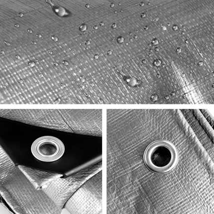 Instahut 3.6x4.8m Tarp Camping Tarps Poly Tarpaulin Heavy Duty Cover 180gsm Silver - Image 6