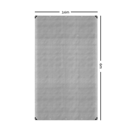 Instahut 3.6x6m Tarp Camping Tarps Poly Tarpaulin Heavy Duty Cover 180gsm Silver - Image 2