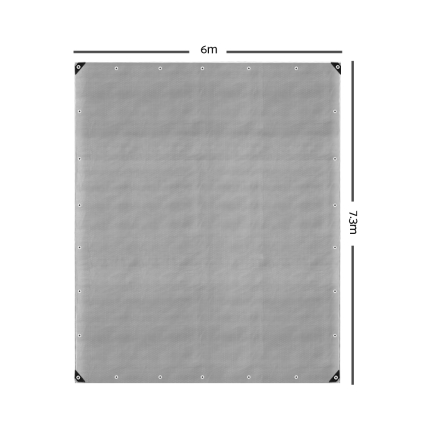 Instahut 6x7.3m Tarp Camping Tarps Poly Tarpaulin Heavy Duty Cover 180gsm Silver - Image 2