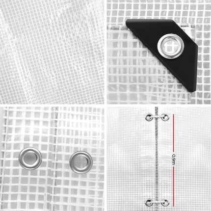 Instahut 4x5m Tarp Camping Tarps Poly Tarpaulin Heavy Duty Cover 135gsm Clear - Image 3