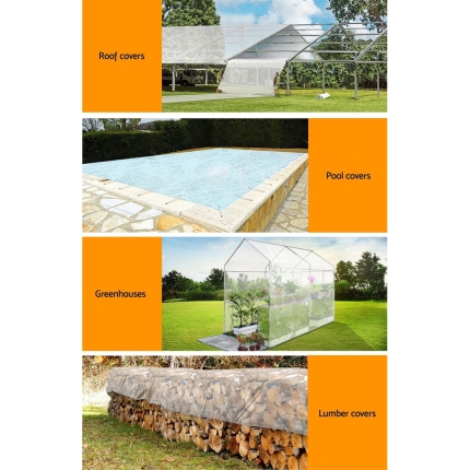 Instahut 4x5m Tarp Camping Tarps Poly Tarpaulin Heavy Duty Cover 135gsm Clear - Image 6