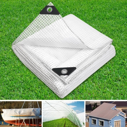Instahut 4x5m Tarp Camping Tarps Poly Tarpaulin Heavy Duty Cover 135gsm Clear - Image 7