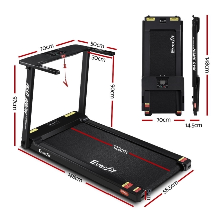 Everfit Electric Treadmill Home Gym Exercise Running Machine Fitness Equipment Compact Fully Foldable 420mm Belt Black - Image 2