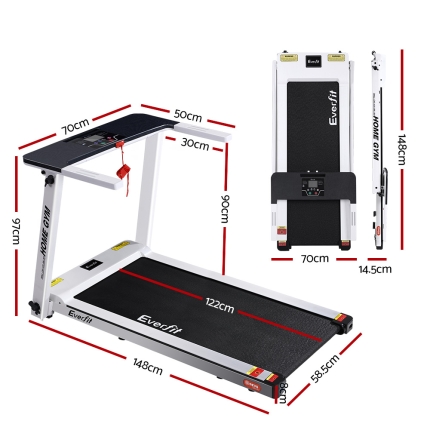 Everfit Electric Treadmill Home Gym Exercise Running Machine Fitness Equipment Compact Fully Foldable 420mm Belt White - Image 2