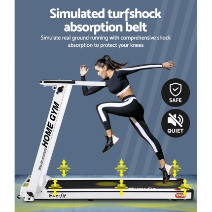 Everfit Electric Treadmill Home Gym Exercise Running Machine Fitness Equipment Compact Fully Foldable 420mm Belt White - Image 6