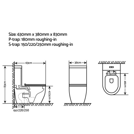 Cefito Toilet Suite Rimless Flush Back to Wall Soft Close Seat Wels Bathroom White - Image 2