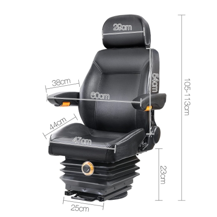 Giantz Adjustbale Tractor Seat with Suspension - Black - Image 2