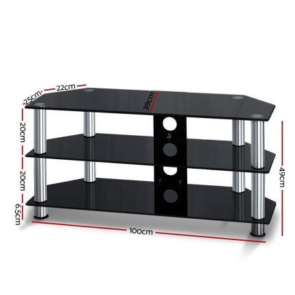Artiss TV Stand Entertainment Unit Media Cabinet Temptered Glass 3 Tiers - Image 2