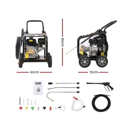 Giantz 4800PSI 20M Petrol High Pressure Cleaner Washer Water Jet Hose Gurney - Image 2