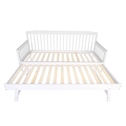 Artiss Single Wooden Trundle Bed Frame Timber Kids Adults - Image 3