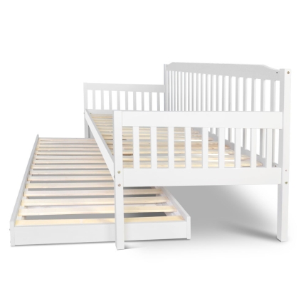 Artiss Single Wooden Trundle Bed Frame Timber Kids Adults - Image 4