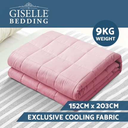 Giselle Weighted Blanket Adult 9KG Heavy Gravity Blankets Cooling Summer Pink - Image 3