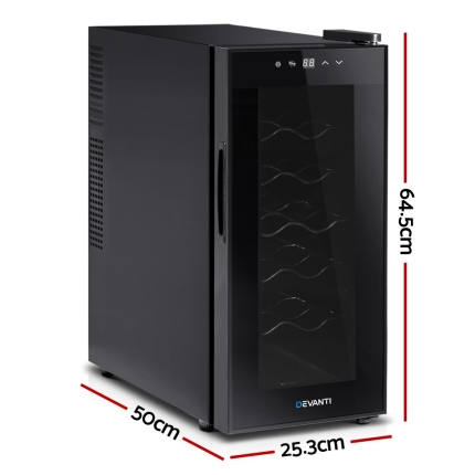 Devanti Wine Cooler 12 Bottle Thermoelectric Fridge Storage Chiller - Image 2