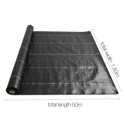 Instahut 1.83m x 50m Weedmat Weed Control Mat Woven Fabric Gardening Plant PE - Image 2