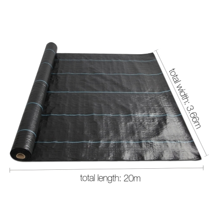 Instahut 3.66m x 20m Weedmat Weed Control Mat Woven Fabric Gardening Plant PE - Image 2