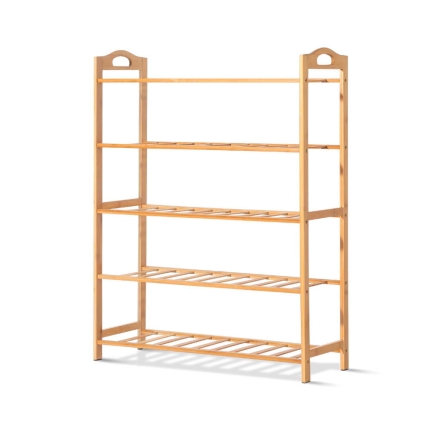 Artiss 5-Tier Bamboo Shoe Rack Organiser Storage Shelf Stand Shelves - Image 3