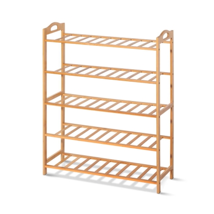 Artiss 5-Tier Bamboo Shoe Rack Organiser Storage Shelf Stand Shelves - Image 4